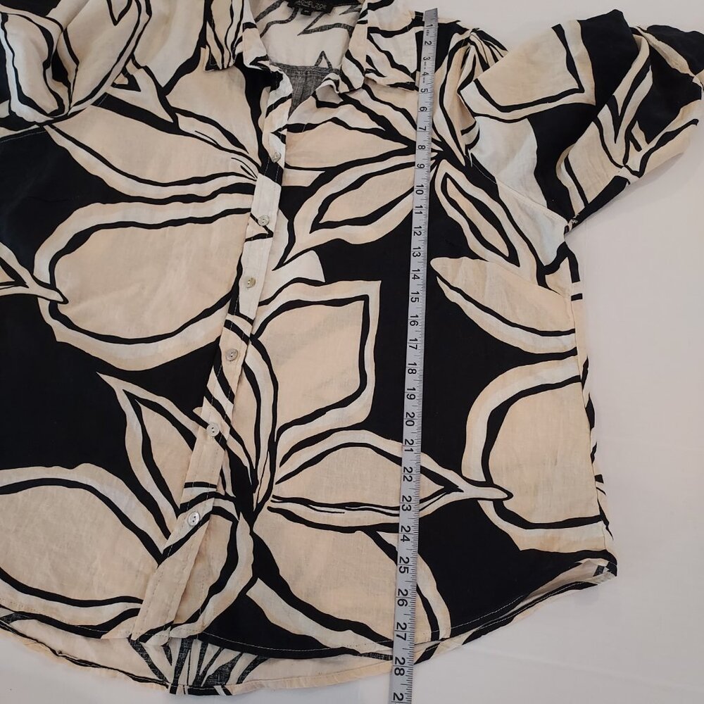 Rachel Zoe Linen Blend 3/4 Sleeve Button Down Floral Blouse Size 2X NWOT - Picture 6 of 10